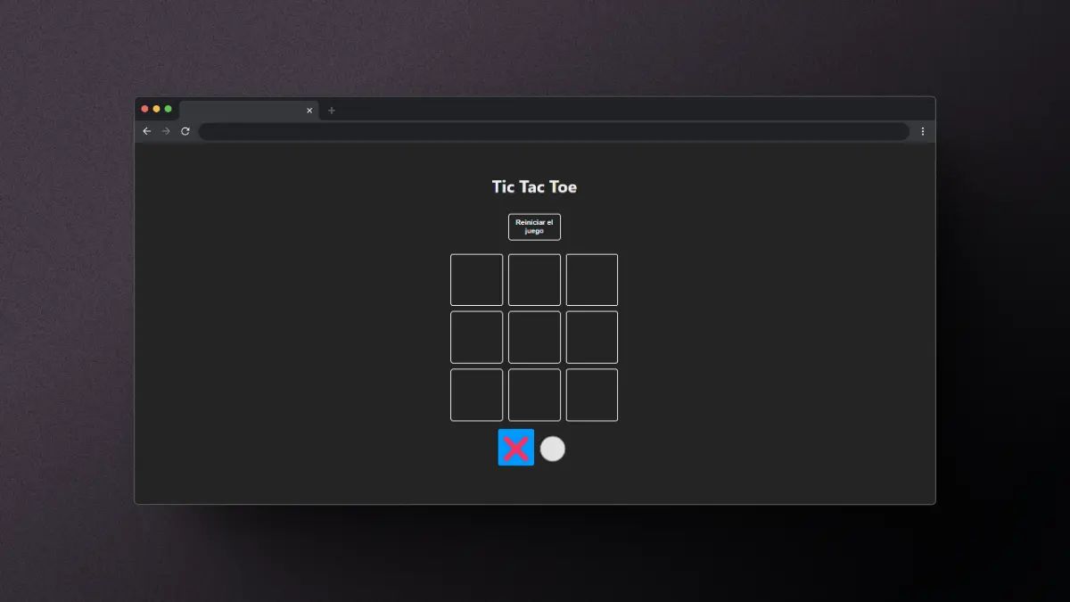 Captura de pantalla del proyecto Tic Tac Toe