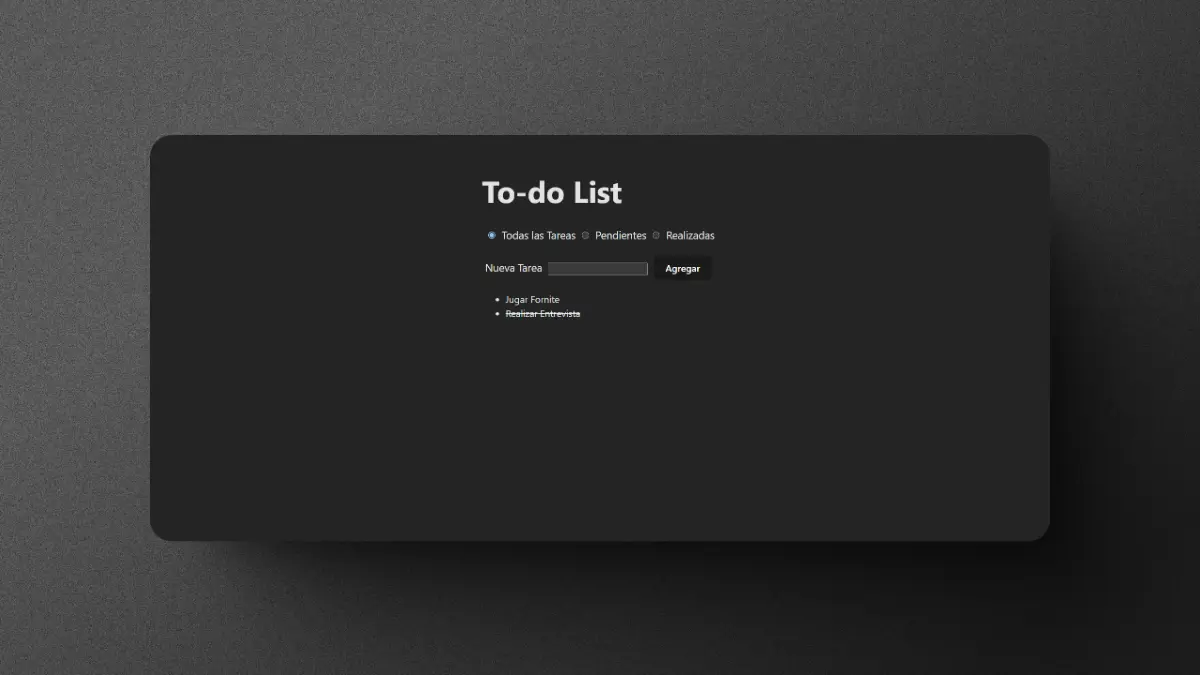 Captura de pantalla del proyecto Todo App